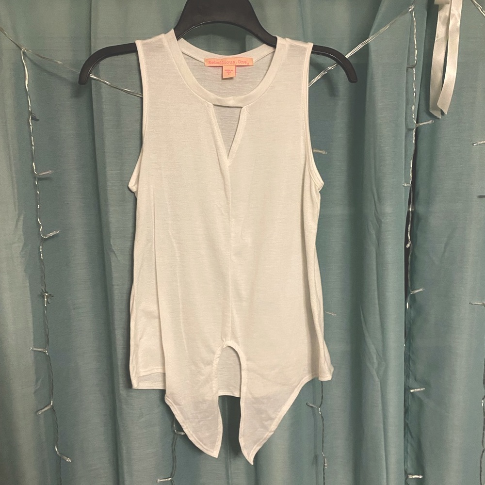 Rebellious One white tank top